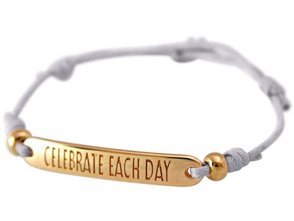 Gemshine - Damen - Armband - Gravur - CELEBRATE EACH DAY - Rose Vergoldet - Nude