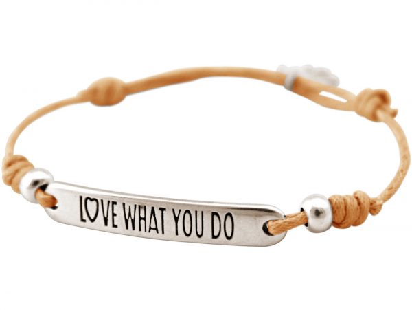 Gemshine - Damen - Armband - Gravur - LOVE WHAT YOU DO - Silber - Hellkoralle - Rose