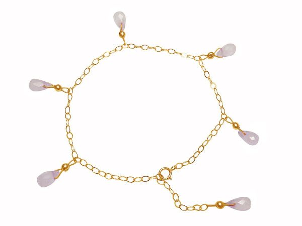 Gemshine - Damen - Armband - Vergoldet - Rosenquarz - Tropfen - Facettiert - Rosa - Größenverstellbar – Bild 5