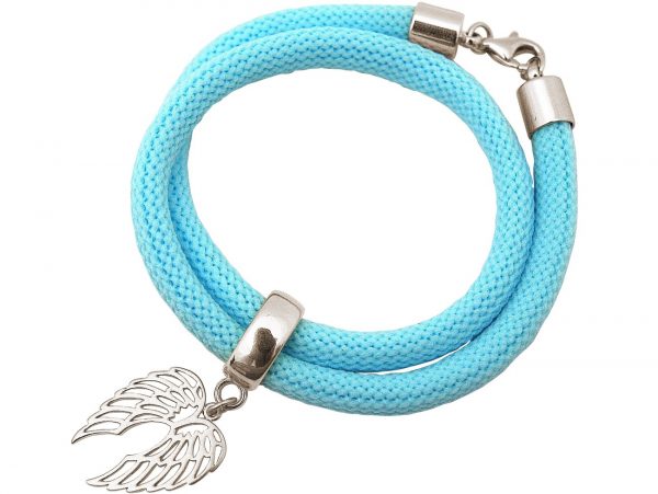 Gemshine - Damen - Armband - Wickelarmband - 925 Silber - Flügel - Blau