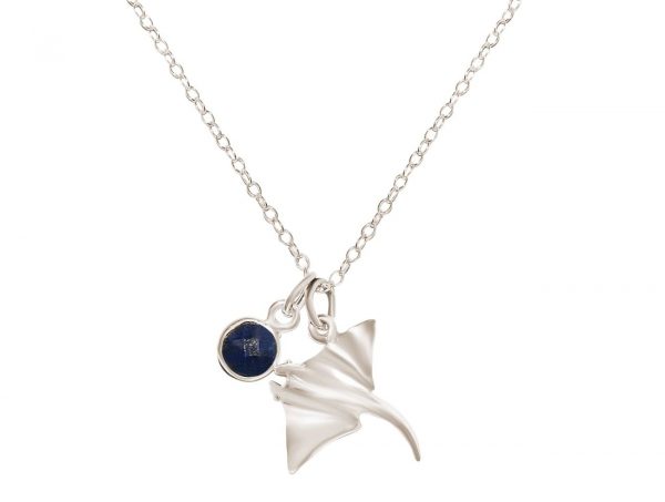 GEMSHINE Maritim Nautics Halskette mit Manta Rochen aus 925 Silber, hochwertig vergoldet oder rose im Navy Stil mit blauem Saphir - Made in Madrid, Spanien – Bild 5