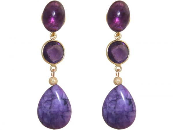 GEMSHINE Ohrringe mit Amethyst Edelstein Tropfen Ohrhänger aus 925 Silber, vergoldet, rose vergoldet. Made in München / Deutschland. Im eleganten Schmucketui geliefert. Auch als SET mit Halskette. – Bild 3