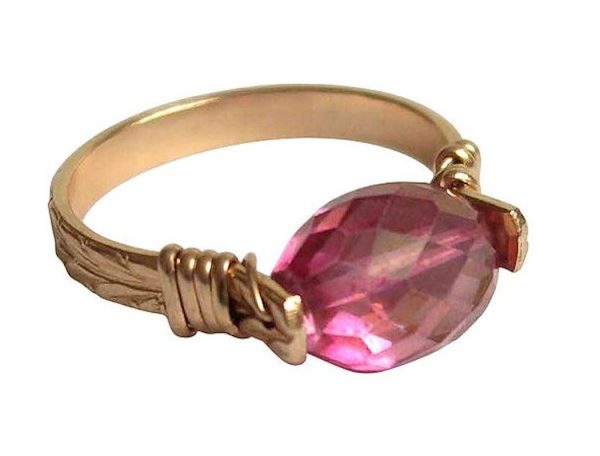 Gemshine - Damen - Ring - Spannring - Vergoldet - Turmalin - Rosa, Ringgröße:54 (17.2) – Bild 3