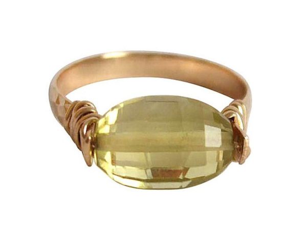 Gemshine - Damen - Ring - Spannring - Vergoldet - Lemon Quarz - Gelb