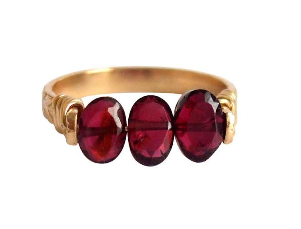 Gemshine - Damen - Ring - Spannring - Vergoldet - Granat - Dunkelrot