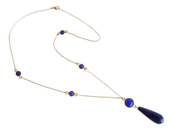 Gemshine - Damen - Halskette - Vergoldet - Onyx - Lapis Lazuli - Blau - PARTY DROPS - 45 cm – Bild 5