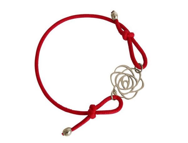 Gemshine - Damen - Armband - KNOTS Art Deco Blume - Rose - 925 Silber - Rot - Größenverstellbar – Bild 3