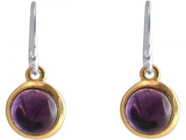 Gemshine - Damen - Ohrringe - 925 Silber - Vergoldet - Amethyst - Violett - 20mm