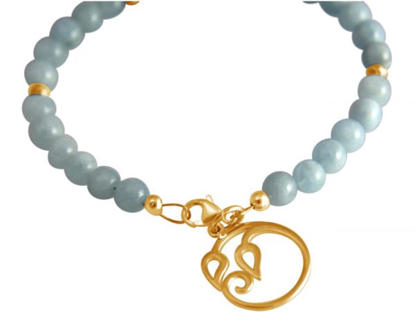 GEMSHINE Damenarmband aus hochwertig vergoldetem 925 Silber mit YOGA Lotusblume und Aquamarinen hervorragender Qualität. Made in Madrid / Spanien. Im eleganten Schmucketui mit Geschenkverpackung. – Bild 4