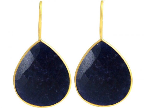 Gemshine - Damen - Ohrringe - 925 Silber - Vergoldet - Onyx - Blau - CANDY - Tropfen - 3,5 cm – Bild 4