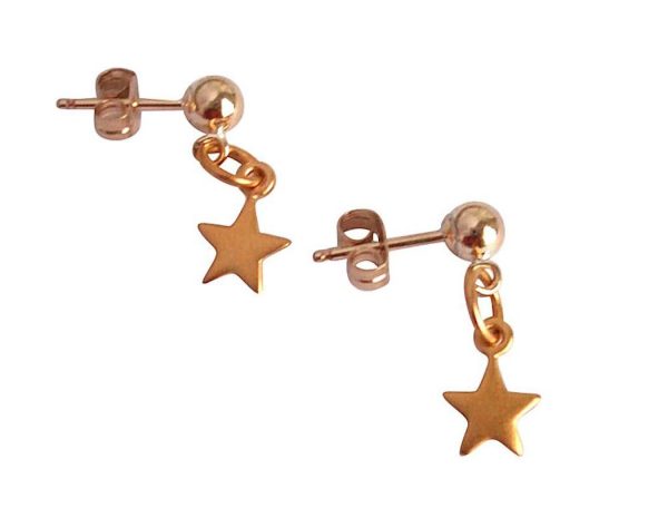 Gemshine - Damen - Ohrringe - 925 Silber - Vergoldet - STAR - 1 cm – Bild 3