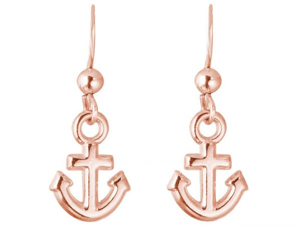 GEMSHINE Maritim Nautics Ohrringe mit Anker Ohrhänger in 925 Silber, hochwertig vergoldet oder rose im Navy Stil - Made in Madrid, Spanien, Metall Farbe:Silber rose vergoldet – Bild 3