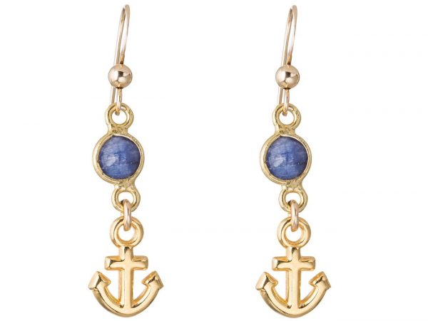 GEMSHINE Maritim Nautics Ohrringe mit Anker Ohrhänger in 925 Silber, hochwertig vergoldet oder rose im Navy Stil mit blauen Saphiren - Made in Madrid, Spanien – Bild 3