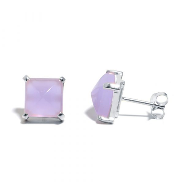 Gemshine - Damen - Ohrringe - 925 Silber - Chalcedon - Lavendel Lila - 10mm