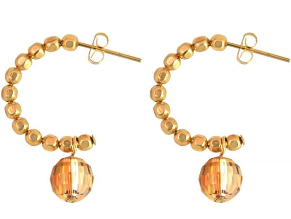 Gemshine - Damen - Ohrringe - Vergoldet - Loop - Gold Orange - 3 cm