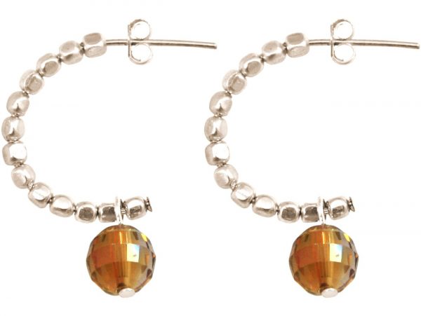 Gemshine - Damen - Ohrringe - 925 Silber - Loop - Gold Orange - 3 cm