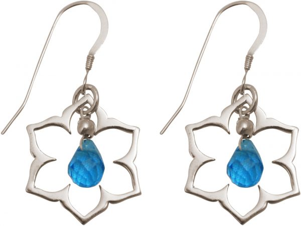 GEMSHINE Damenohrringe aus 925 Silber mit YOGA Lotusblumen und Topas Quarzen. Edelsteine hervorragender Qualität und Farbe. Made in Madrid / Spanien. Im eleganten Schmucketui und Geschenkverpackung – Bild 3