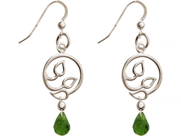 GEMSHINE Damenohrringe aus 925 Silber mit YOGA Lotusblumen und Peridot Quarzen. Edelsteine hervorragender Qualität und Farbe. Made in Madrid / Spanien. Im eleganten Schmucketui und Geschenkverpackung – Bild 3