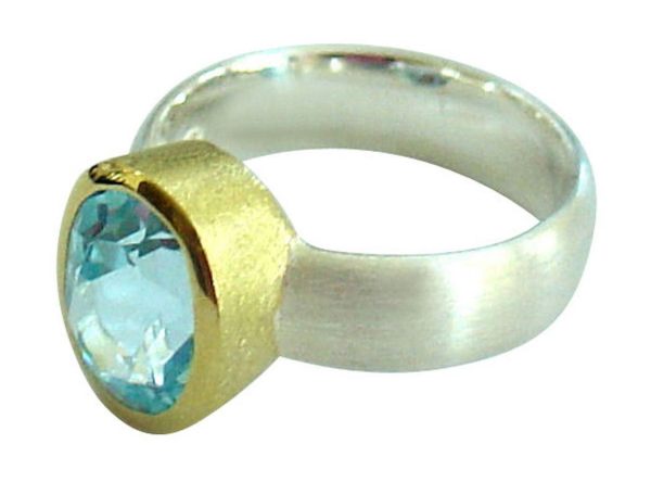 Gemshine - Damen - Ring - Silber 925 - Vergoldet - Topas - Blau, Ringgröße:59 (18.8) – Bild 4