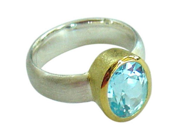 Gemshine - Damen - Ring - Silber 925 - Vergoldet - Topas - Blau, Ringgröße:59 (18.8) – Bild 5