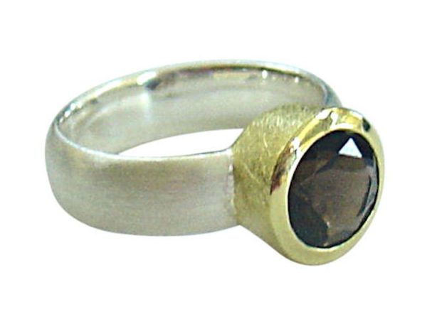 Gemshine - Damen - Ring - Silber 925 - Vergoldet - Rauchquarz - Braun, Ringgröße:56 (17.8) – Bild 3