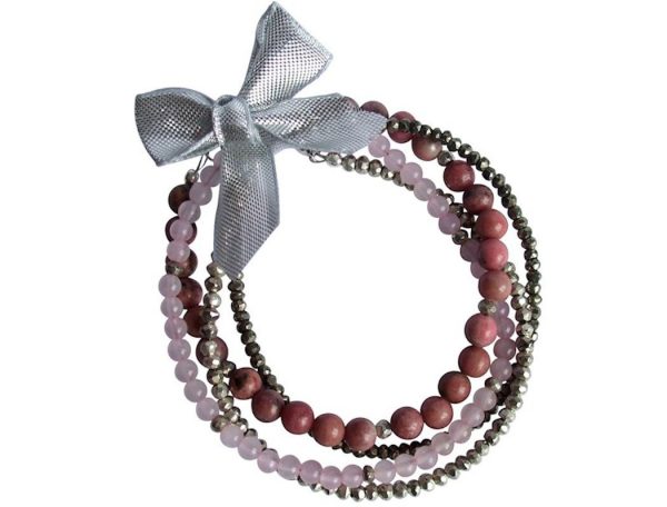 Gemshine - Damen - Armband Set - Rose Dream - Rosenquarz - 925 Silber