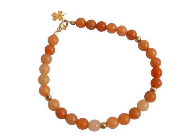 Gemshine - Damen - Armband Set - Golden Leaves - Jade - Aventurin - Grün - Orange - Vergoldet – Bild 4