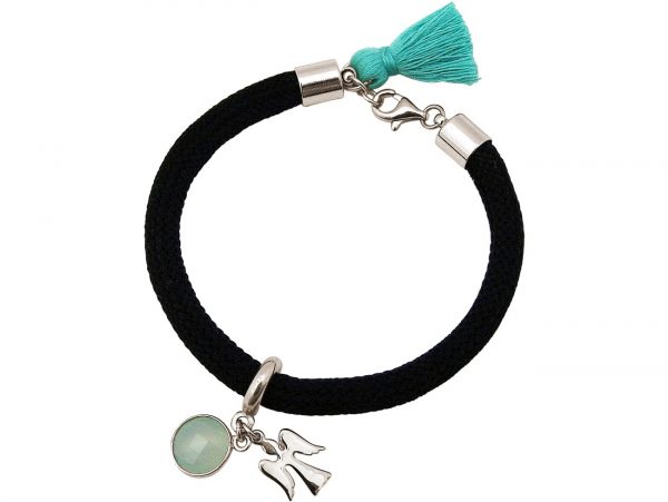 Gemshine - Damen - Armband - 925 Silber - Edelstein - Aqua Chalcedon - Engel - Grün - Schwarz – Bild 3