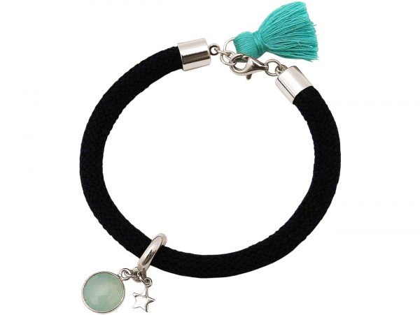 Gemshine - Damen - Armband - 925 Silber - Edelstein - Aqua Chalcedon - STAR - Stern - Grün - Schwarz