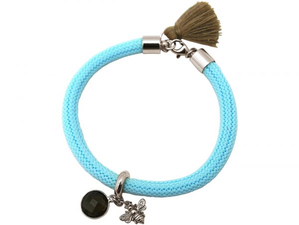 Gemshine - Damen - Armband - 925 Silber - Edelstein - Rauchquarz - BEE - Biene - Blau - Braun