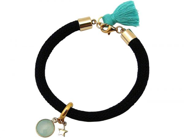 Gemshine - Damen - Armband - 925 Silber - Vergoldet - Edelstein - Aqua Chalcedon - STAR - Stern - Grün - Schwarz – Bild 4