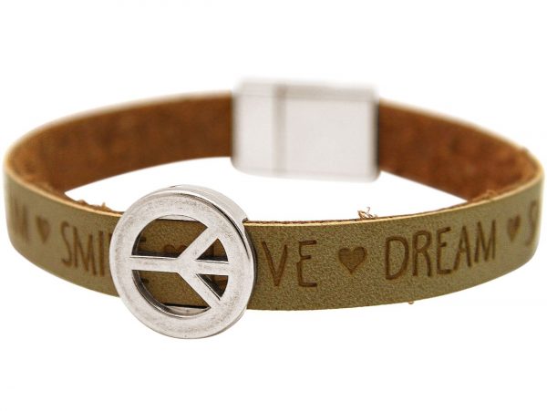 Gemshine - Damen - Armband - Frieden - Peace - WISHES - Braun - Sand - Magnetverschluss