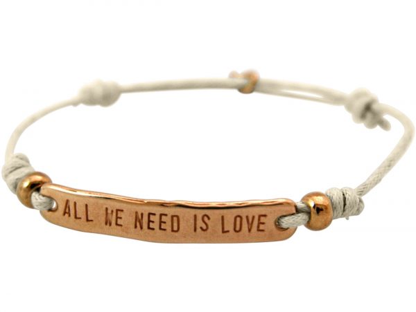 Gemshine - Damen - Armband - Gravur - ALL WE NEED IS LOVE - Rose Vergoldet - Nude