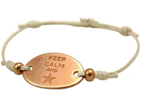 Gemshine - Damen - Armband - Gravur - KEEP CALM - Rose Vergoldet - Nude