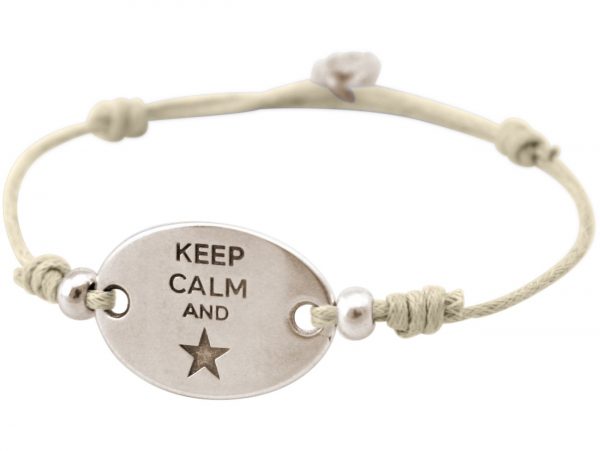 Gemshine - Damen - Armband - Gravur - KEEP CALM - Silber - Nude