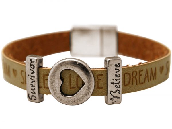 Gemshine - Damen - Armband - Herz - Liebe - WISHES - Braun - Sand - Magnetverschluss - Survivor - Believe