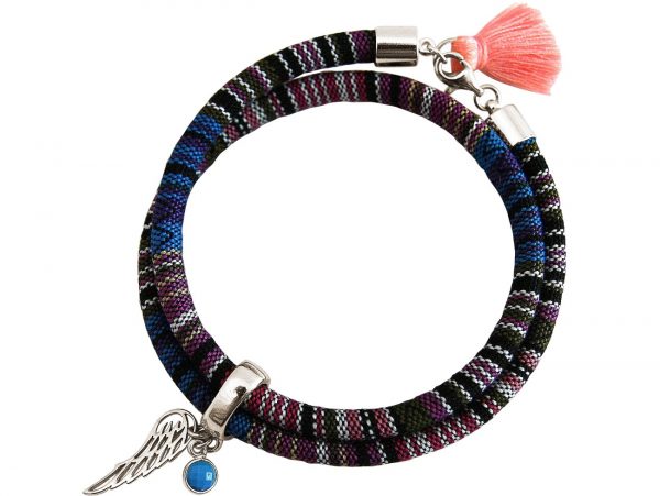 Gemshine - Damen - Armband - Wickelarmband - 925 Silber - Flügel - Engel - AZTEC - Türkis