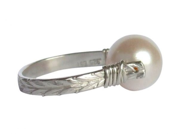 Gemshine - Damen - Ring - Spannring - 925 Silber - Zuchtperle - Weiß - 8mm, Ringgröße:52 (16.6) – Bild 4