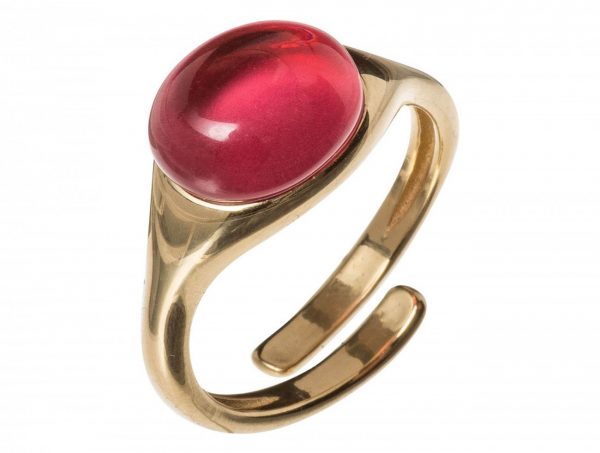 Gemshine - Damen - Ring - 925 Silber Vergoldet - Quarz - Rot - Fuchsia - Größenverstellbar - 10mm – Bild 3