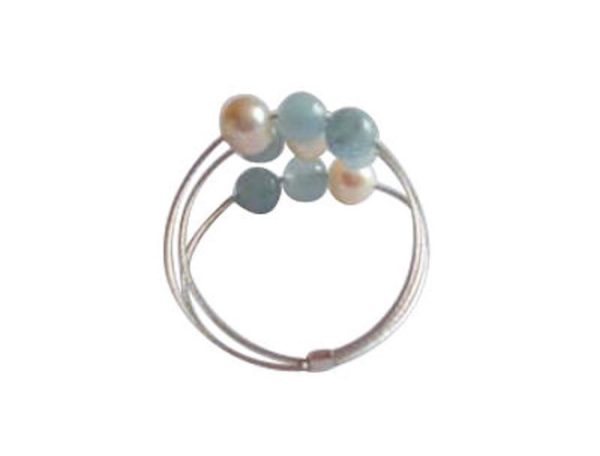 Gemshine - Damen - Ring - 925 Silber - Aquamarin - Perlen - Blau - Weiß, Ringgröße:54 (17.2) – Bild 5