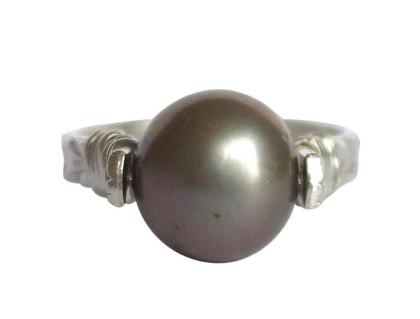 Gemshine - Damen - Ring - Spannring - 925 Silber - Zuchtperle - Tahiti - Grau - 8mm, Ringgröße:53 (16.9)