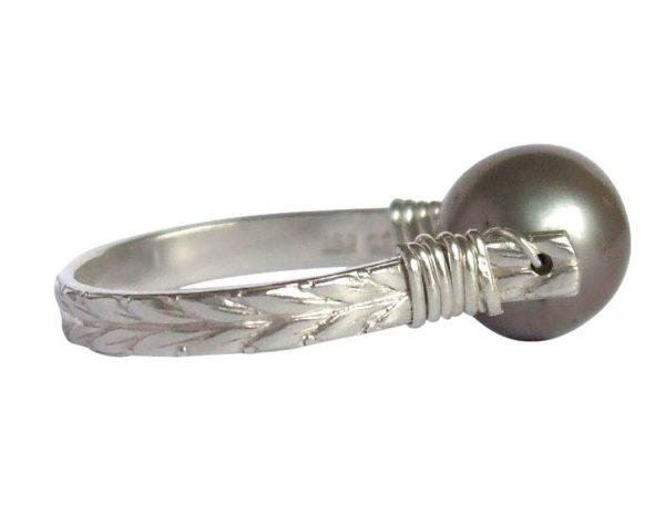 Gemshine - Damen - Ring - Spannring - 925 Silber - Zuchtperle - Tahiti - Grau - 8mm, Ringgröße:58 (18.5) – Bild 4