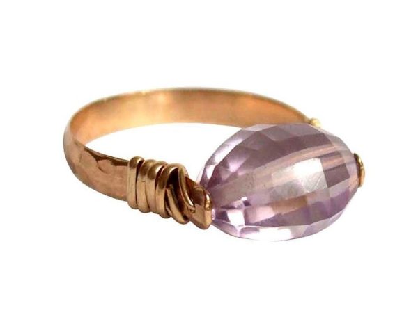 Gemshine - Damen - Ring - Spannring - Vergoldet - Rosenquarz - Rosa, Ringgröße:58 (18.5) – Bild 4