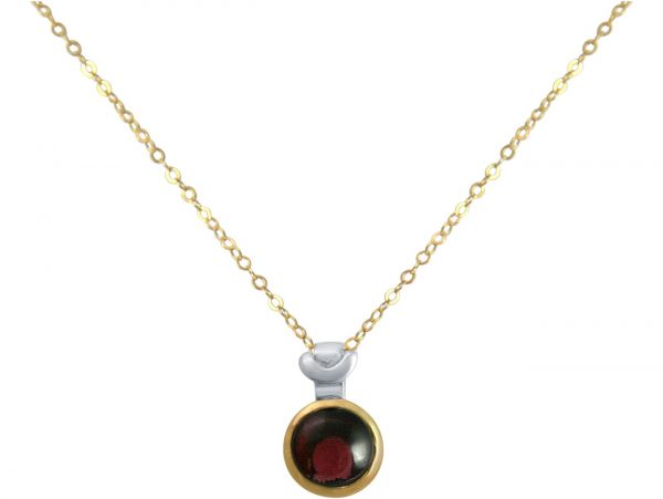 Gemshine - Damen - Halskette - 925 Silber - Vergoldet - Granat - Rot - 10mm