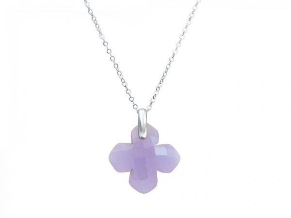 Gemshine - Damen - Halskette - Anhänger - 925 Silber - Chalcedon - Lavendel Lila - GEM - 2,5 cm