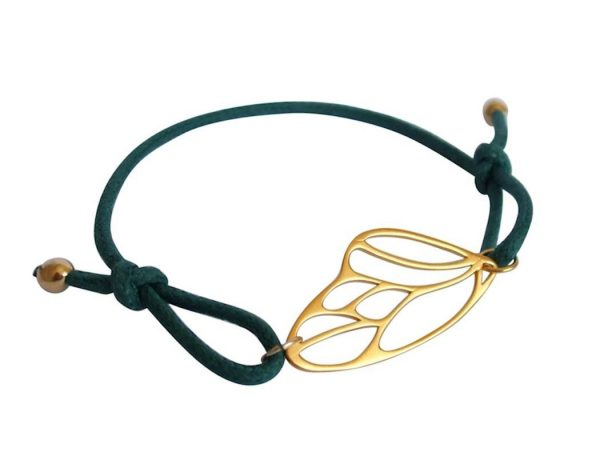 Gemshine - Damen - Armband - KNOTS Schmetterling Flügel - 925 Silber - Vergoldet - Grün - Größenverstellbar