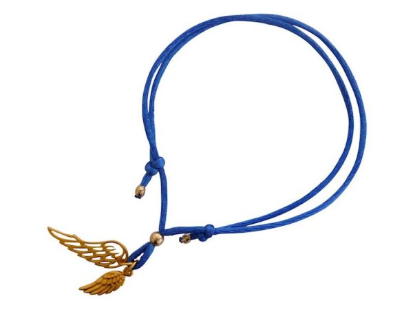 Gemshine - Damen - Armband - WINGS - 925 Silber - Vergoldet - Blau - Größenverstellbar