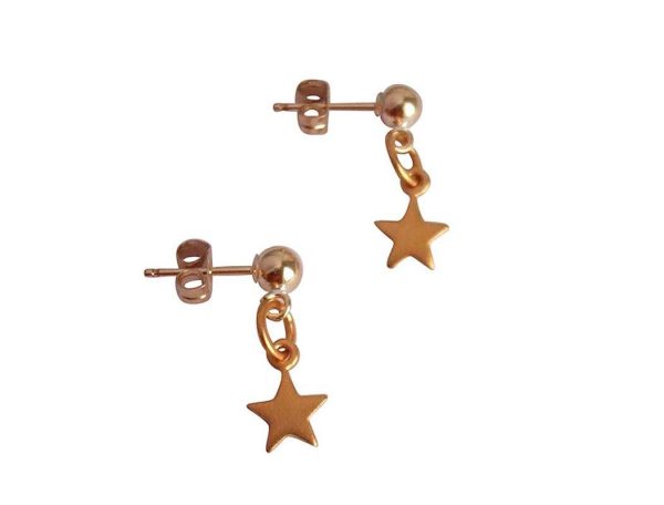 Gemshine - Damen - Ohrringe - 925 Silber - Vergoldet - STAR - 1 cm – Bild 4