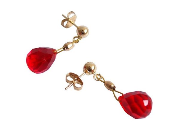 Gemshine - Damen - Ohrringe  - Vergoldet - Jade - Tropfen - Rot - 1,5 cm – Bild 4