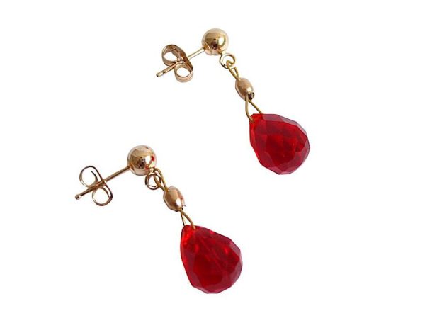 Gemshine - Damen - Ohrringe  - Vergoldet - Jade - Tropfen - Rot - 1,5 cm – Bild 3